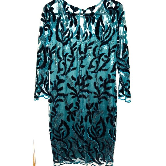 Donna Ricco New York Womens Size 12 Green Velvet Floral Lace Dress - Picture 2 of 3